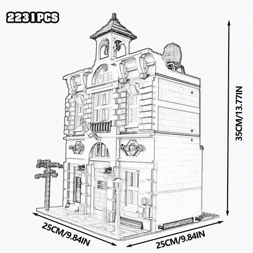 Creative Expert Bricks Bank Cafe Corner MOC Street View City Model
