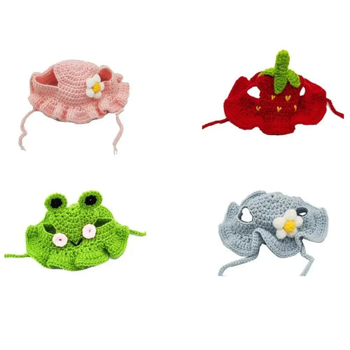 Cat Hats for Pets Handmade Cat Hat Elastic Woven Cap Pet Party Role