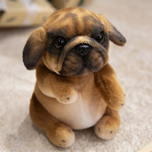 Realistic Sitting Poodle Pug Puppy Plush Toy Stuffed Doggy Cute Fluffy