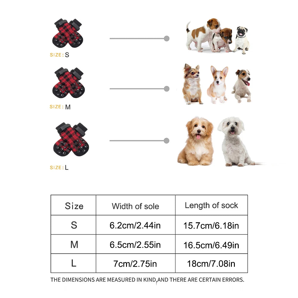 4PCS Pet Stocking Christmas Dog Stocking Thermal Strap With Non-slip