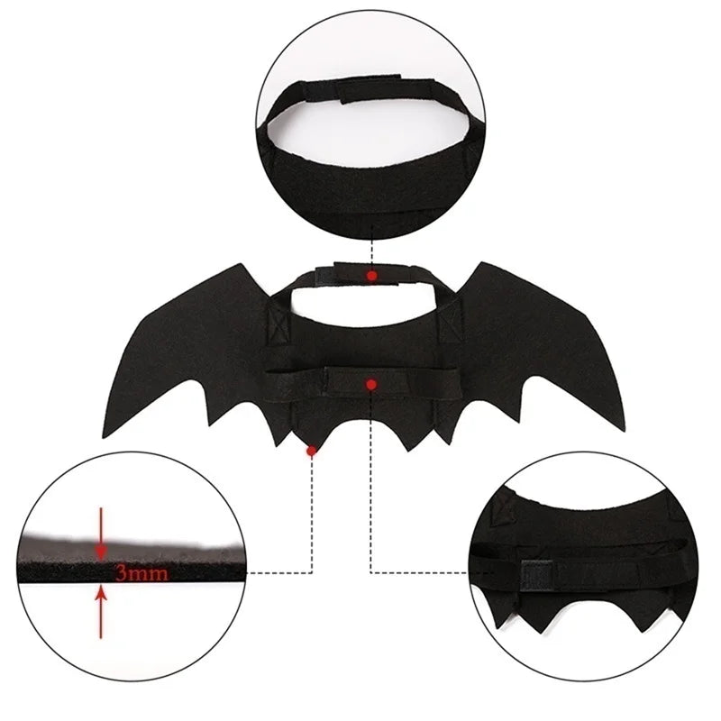Halloween Cute Pet Clothes Black Bat Wings Harness Costume Cosplay Cat