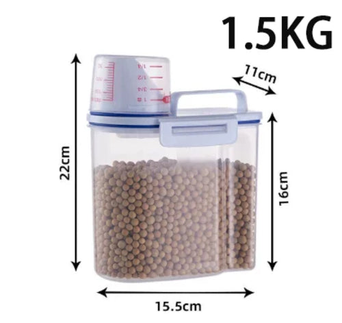 1.5kg/2kg Measuring Cup Food Store Container Dog Cat Pail Plastic