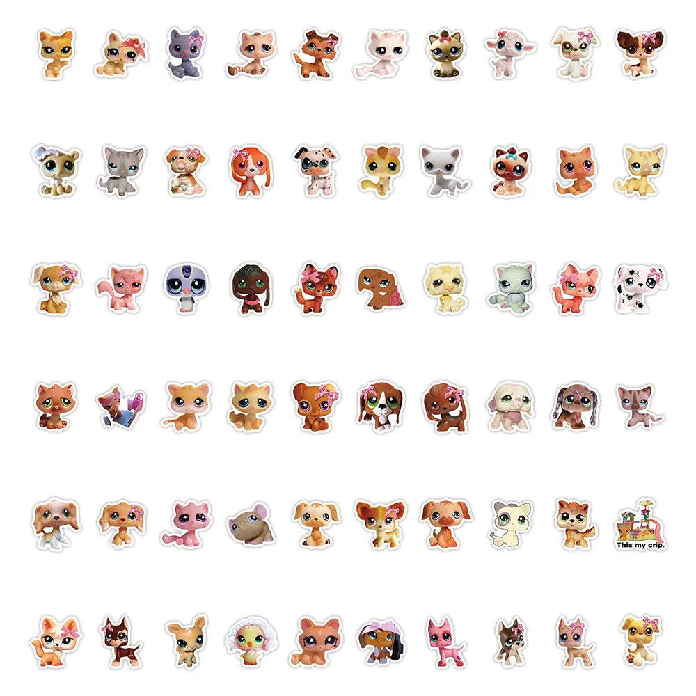 10/30/60pcs Cute Cartoon Littlest Pet Shop Stickers Funny Game Sticker