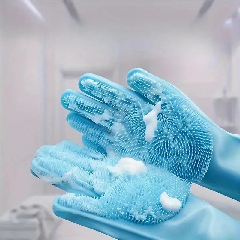 Ergonomic blue gloves combining kitchen duty and pet care. A heartfelt Mother’s Day surprise or year-round helper for every home