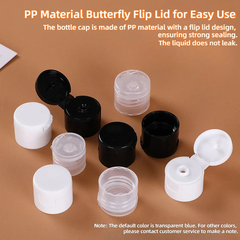 30m~150ml Transparent Butterfly Cap Dispenser Bottles Squeezable Pet Cosmetic Flip Cap Small Bottles