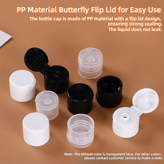 30m~150ml Transparent Butterfly Cap Dispenser Bottles Squeezable Pet Cosmetic Flip Cap Small Bottles