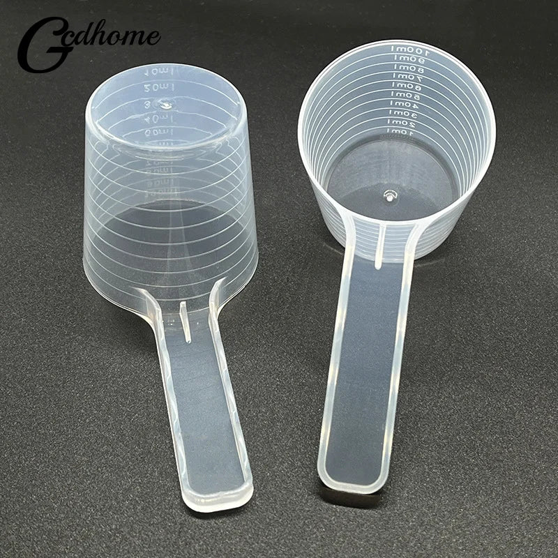 Transparent Pet Food Scoop with Measuring Scale Plastic Spoon for Dogs Cats Precise Feeding and Pet Diet Control Accessory