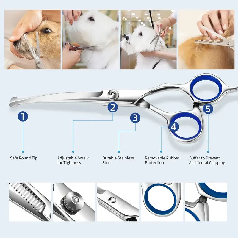 Safe and Precise Professional Pet Grooming Scissors with Round Head -