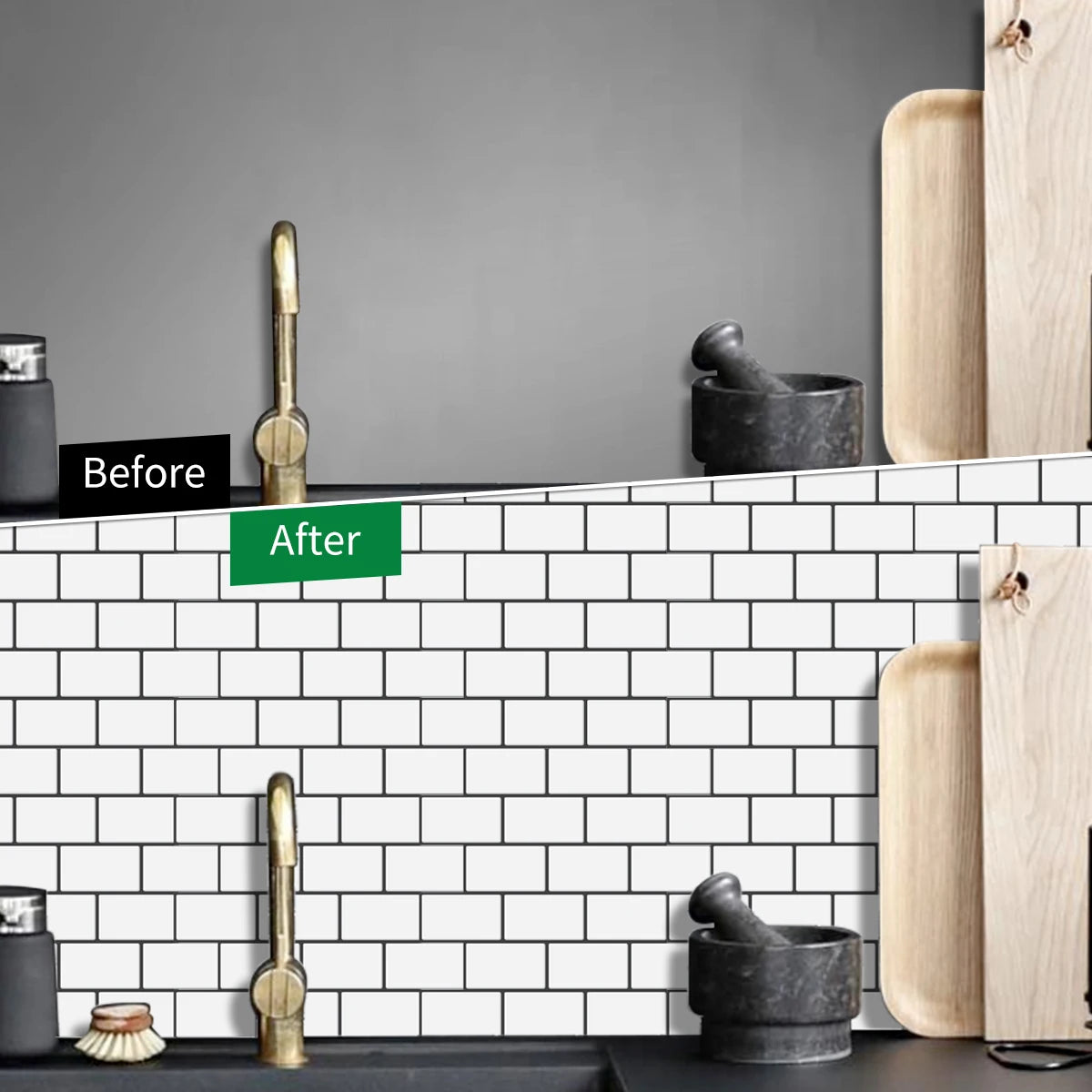 Subway Wall Stickers Peel and Stick 3d Brick Vinyl Wallpaper Bathroom