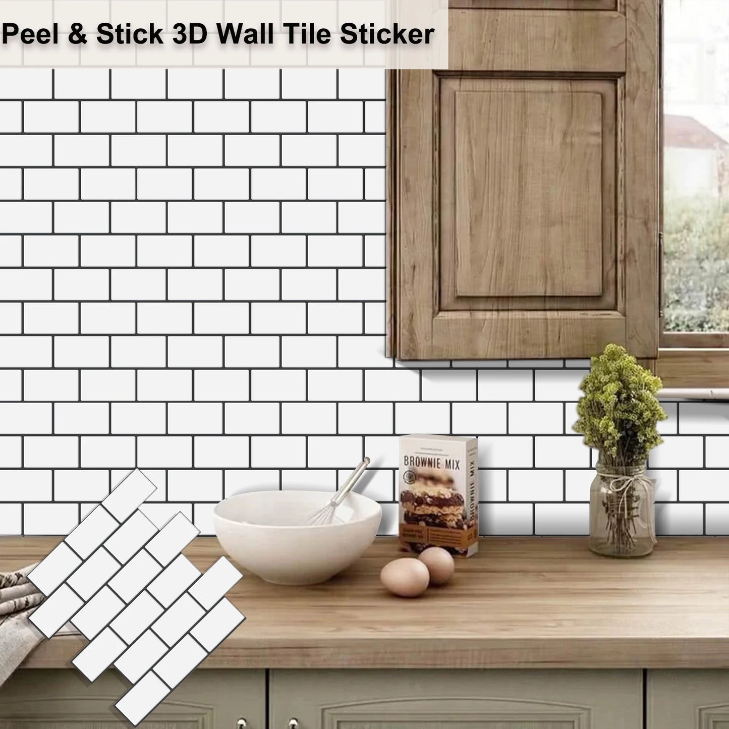 Subway Wall Stickers Peel and Stick 3d Brick Vinyl Wallpaper Bathroom