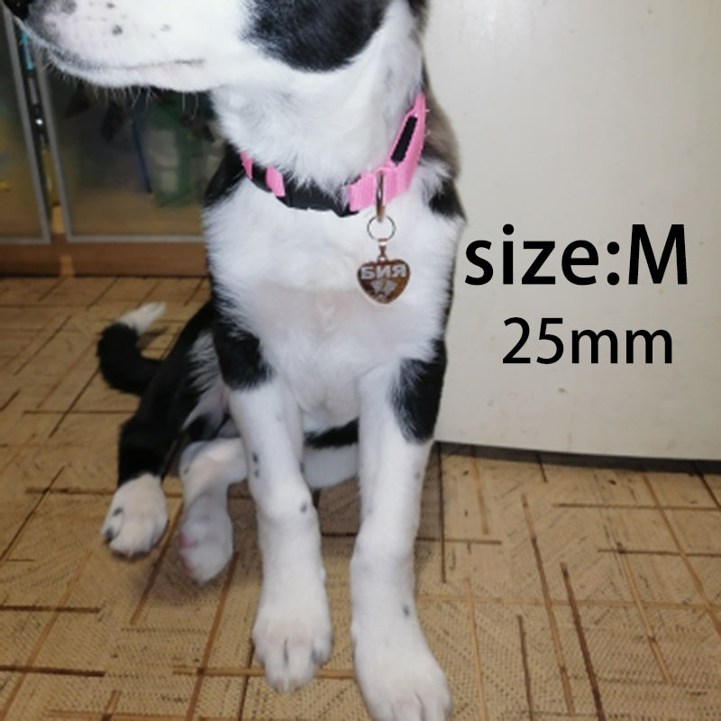 Dog ID Heart Tag Custom Personalized Cat Collar Pendant Engraved Pet