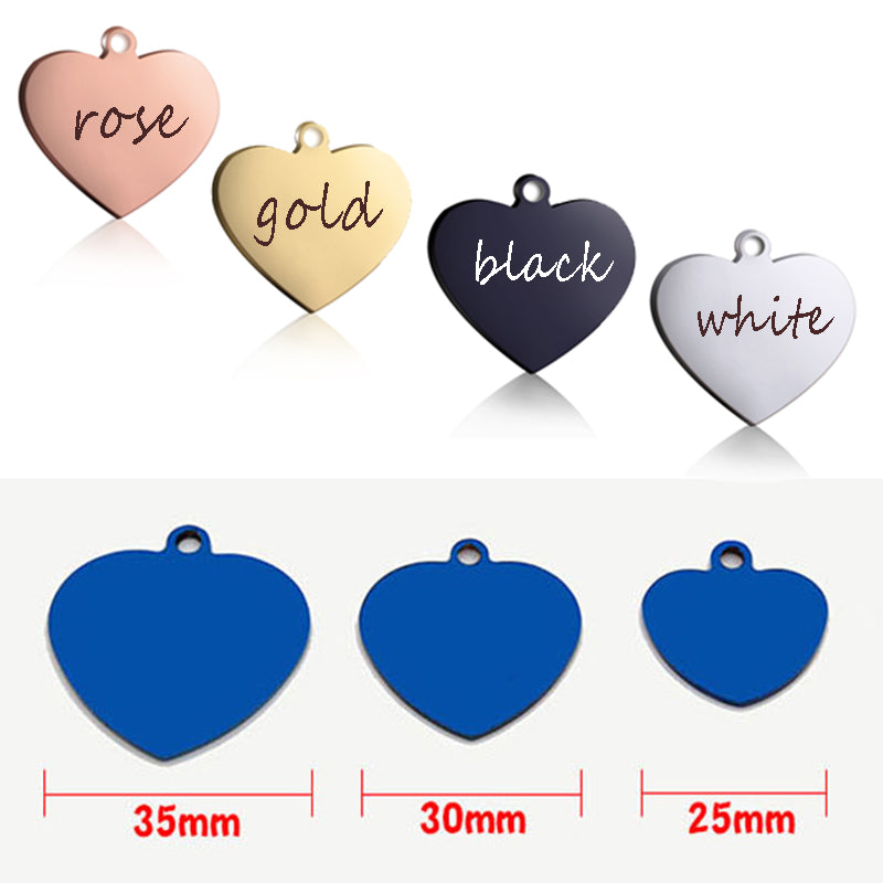 Dog ID Heart Tag Custom Personalized Cat Collar Pendant Engraved Pet
