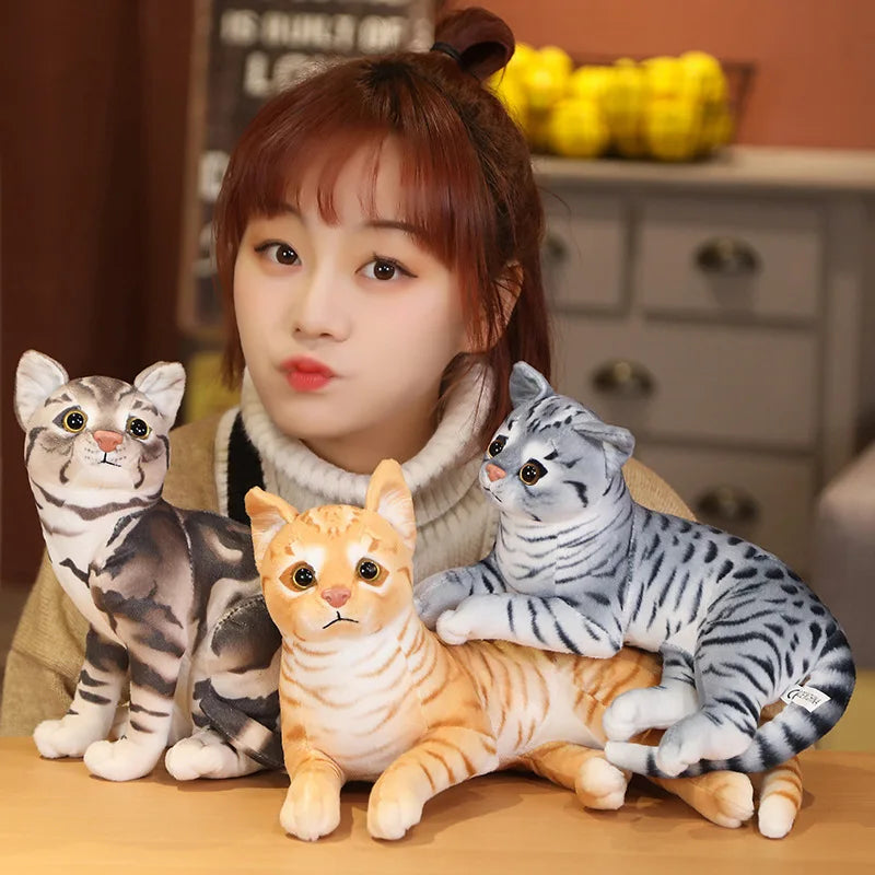 29cm Simulation American Shorthai &Siamese Cat Plush Stuffed Lifelike