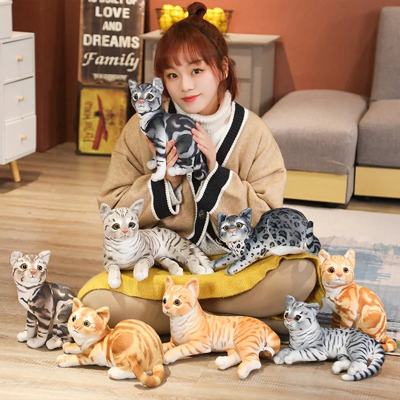 29cm Simulation American Shorthai &Siamese Cat Plush Stuffed Lifelike