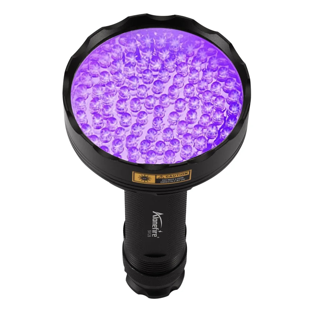 128LED 395nm UV Flashlight High Power Ultraviolet Torch Money Ore Pet