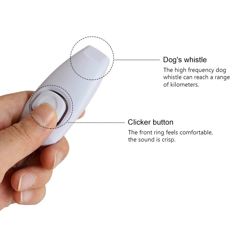 2 In 1 Pet Dog Training Clickers Pet Puppy Kitty Training Whistles Key