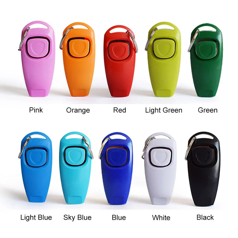 2 In 1 Pet Dog Training Clickers Pet Puppy Kitty Training Whistles Key