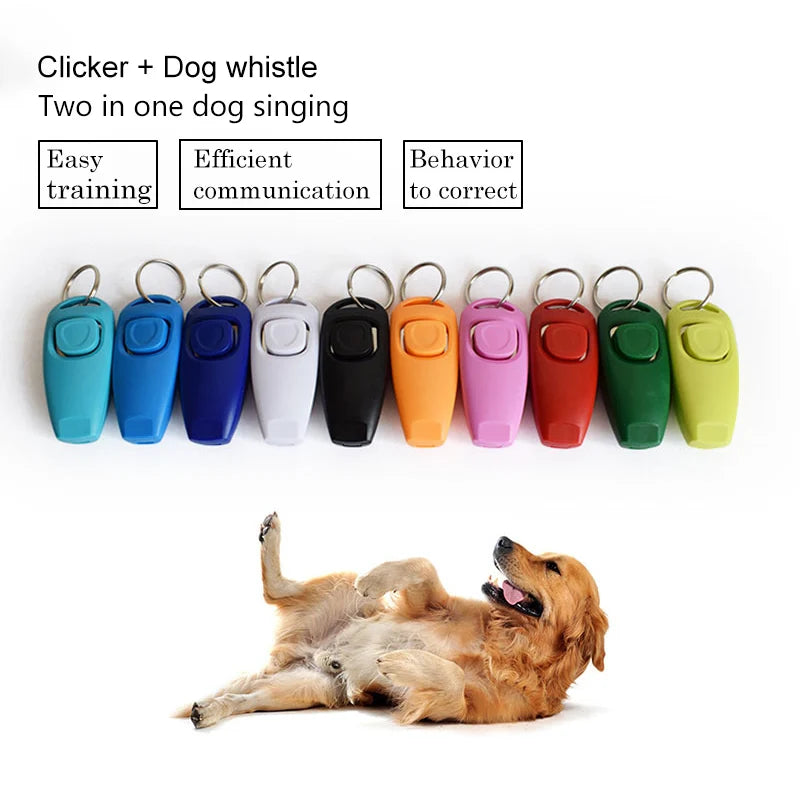 2 In 1 Pet Dog Training Clickers Pet Puppy Kitty Training Whistles Key