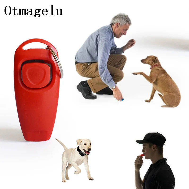 2 In 1 Pet Dog Training Clickers Pet Puppy Kitty Training Whistles Key