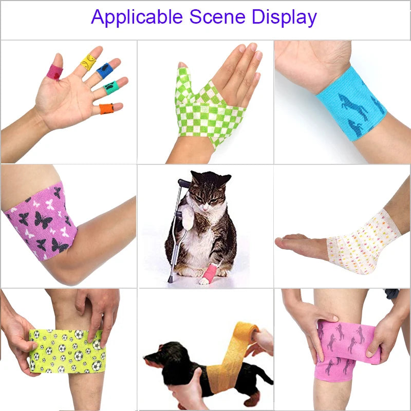 Animal Printed Self Adhesive Tattoo Elastic Bandage 4.5m Sports Wrap