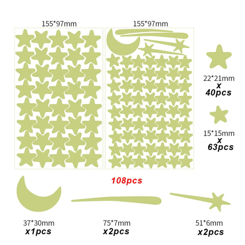 Luminous Moon Stars Wall Stickers for Kids room Bedroom Decor Glow in