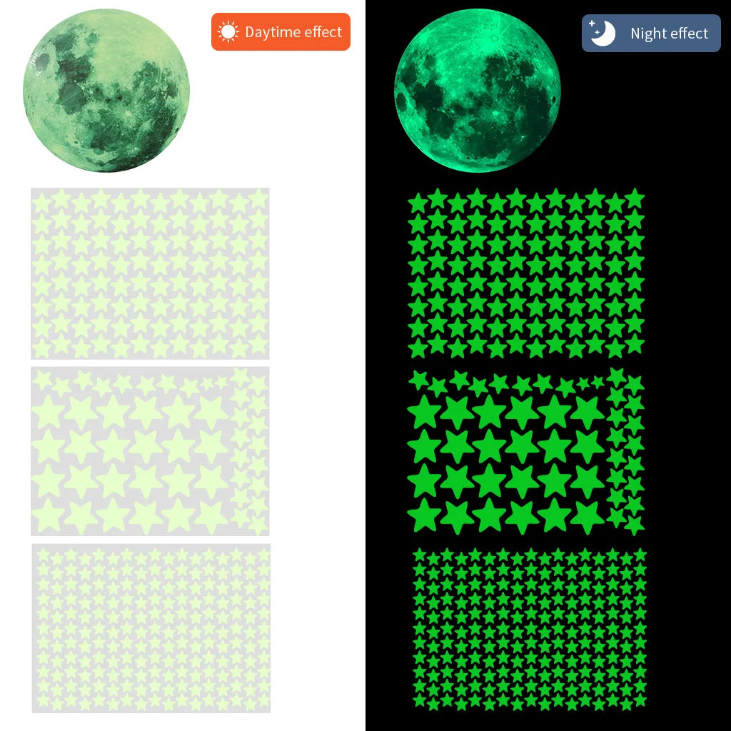 Luminous Moon Stars Wall Stickers for Kids room Bedroom Decor Glow in