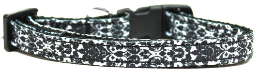 Fancy Black & White Nylon Ribbon Dog Collar - Small
