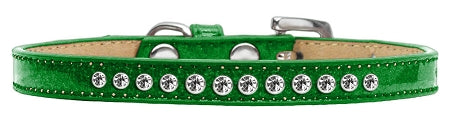Clear Crystal Puppy Ice Cream Collar, Emerald Green - Size 14