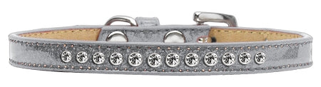 Clear Crystal Puppy Ice Cream Collar, Silver - Size 12