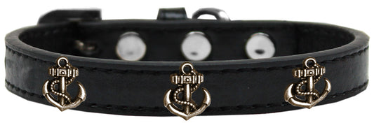 Mirage Pet 631-23 BK14 Bronze Anchor Widget Dog Collar, Black - Si
