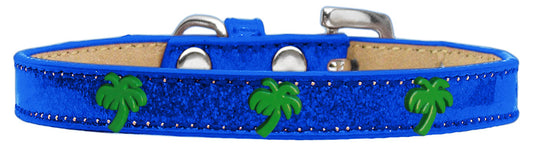 Green Palm Tree Widget Dog Collar, Blue Ice Cream - Size 16