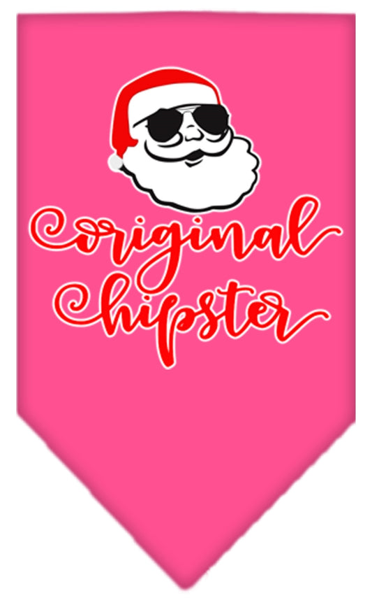 Original Hipster Screen Print Bandana, Bright Pink - Large