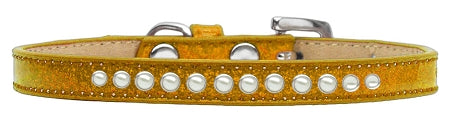Pearl Puppy Ice Cream Collar, Gold - Size 12
