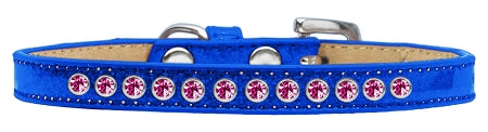 Bright Pink Crystal Puppy Ice Cream Collar, Blue - Size 8