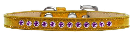 Purple Crystal Puppy Ice Cream Collar, Gold - Size 16