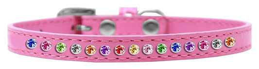 Mirage Pet 611-12 BPK-10 One Row Confetti Puppy Collar, Bright Pin
