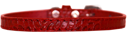 Omaha Plain Croc Dog Collar, Red - Size 12
