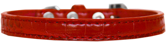 Mirage Pet 720-02 RDC14 Wichita Plain Croc Dog Collar, Red - Size