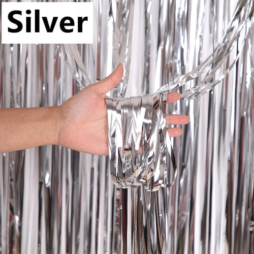 New 4/2/1pack Party Backdrop Metallic Foil Fringe Tinsel Curtain Adult