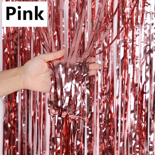 New 4/2/1pack Party Backdrop Metallic Foil Fringe Tinsel Curtain Adult