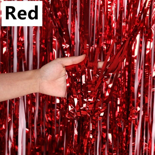 New 4/2/1pack Party Backdrop Metallic Foil Fringe Tinsel Curtain Adult
