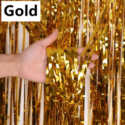 New 4/2/1pack Party Backdrop Metallic Foil Fringe Tinsel Curtain Adult