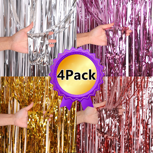 New 4/2/1pack Party Backdrop Metallic Foil Fringe Tinsel Curtain Adult
