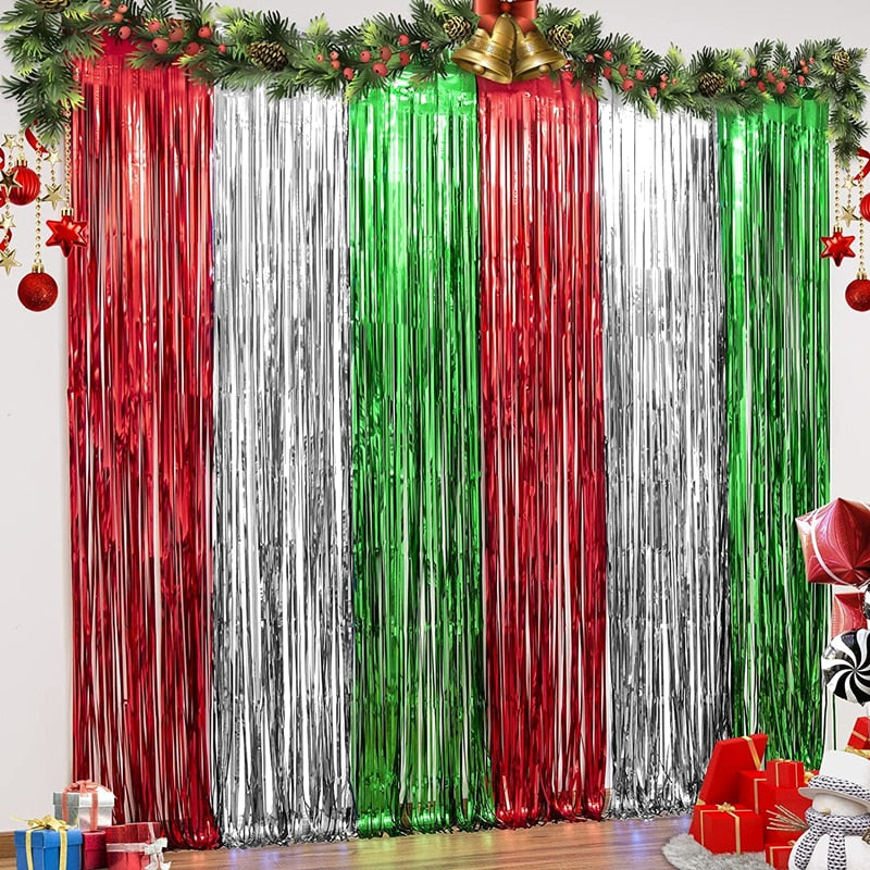New 4/2/1pack Party Backdrop Metallic Foil Fringe Tinsel Curtain Adult