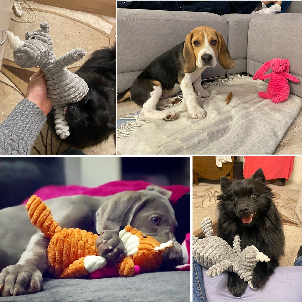 Plush Dog Toy Animals Shape Bite Resistant Squeaky Toys Corduroy Dog