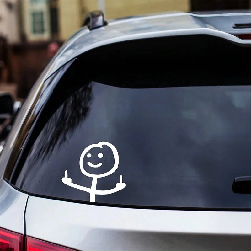 2 cartoon smiling car stickers - waterproof, UV resistant vinyl, easy