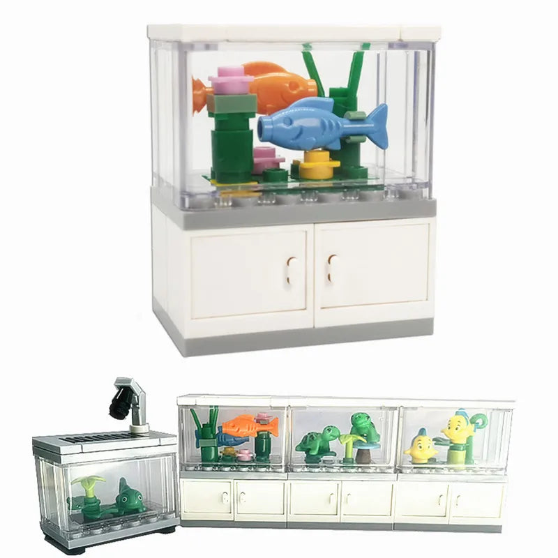 City Friends Fish Tank Building Blocks MOC Assemble Toys ClownFish