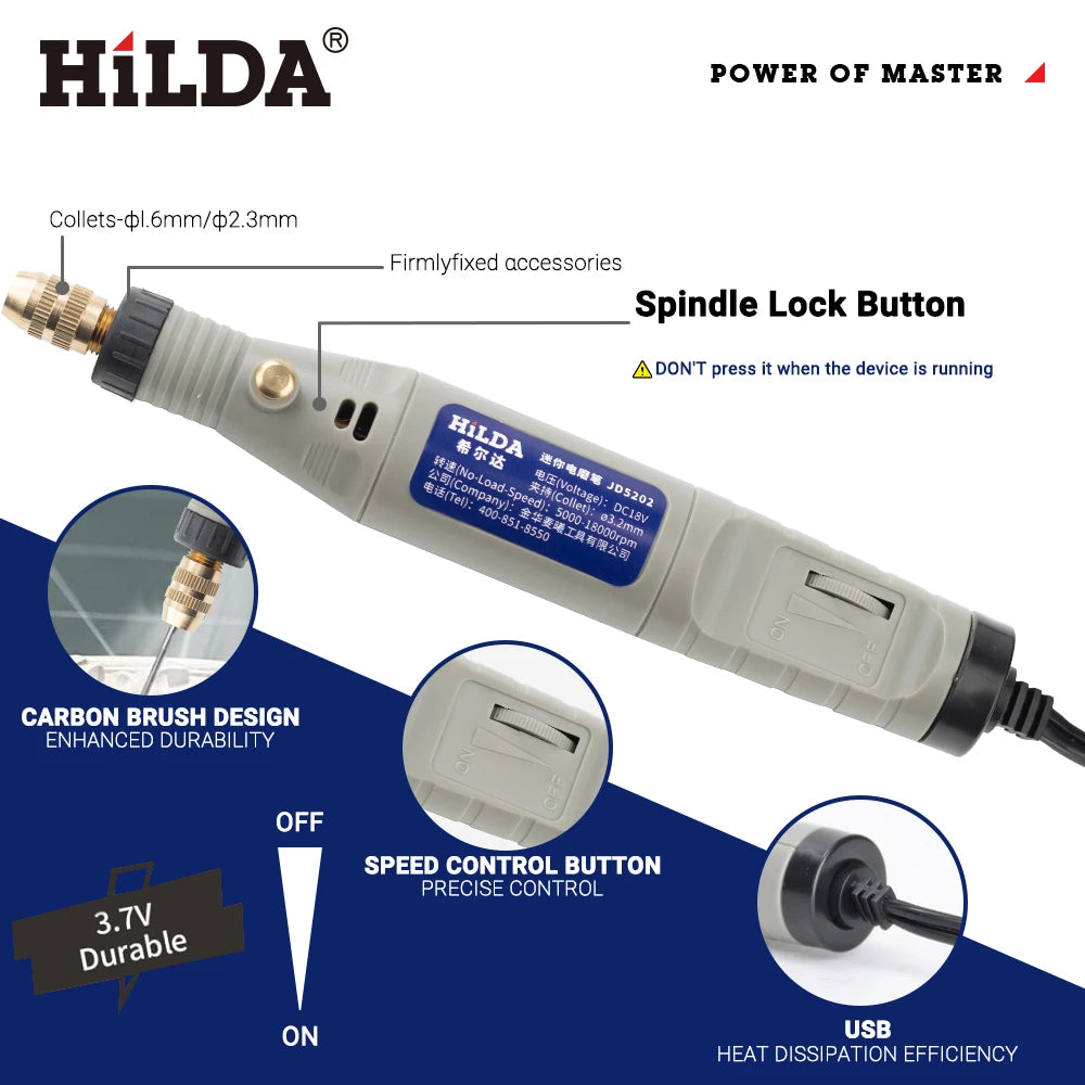 HILDA 18V Engraving Pen Mini Drill Rotary Tool With Grinding