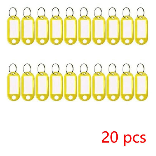 100 PCS KeyChain Labelable Plastic DIY Name Ring for Baggage Paper