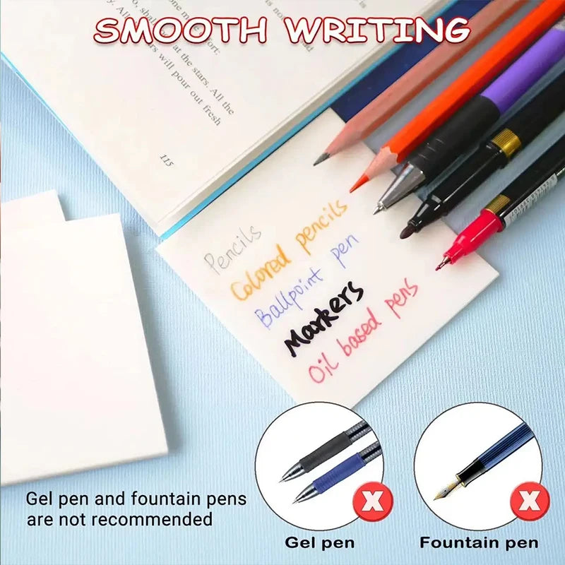 200 Sheets PET Transparent Notes Stickers Waterproof Posted It Paper